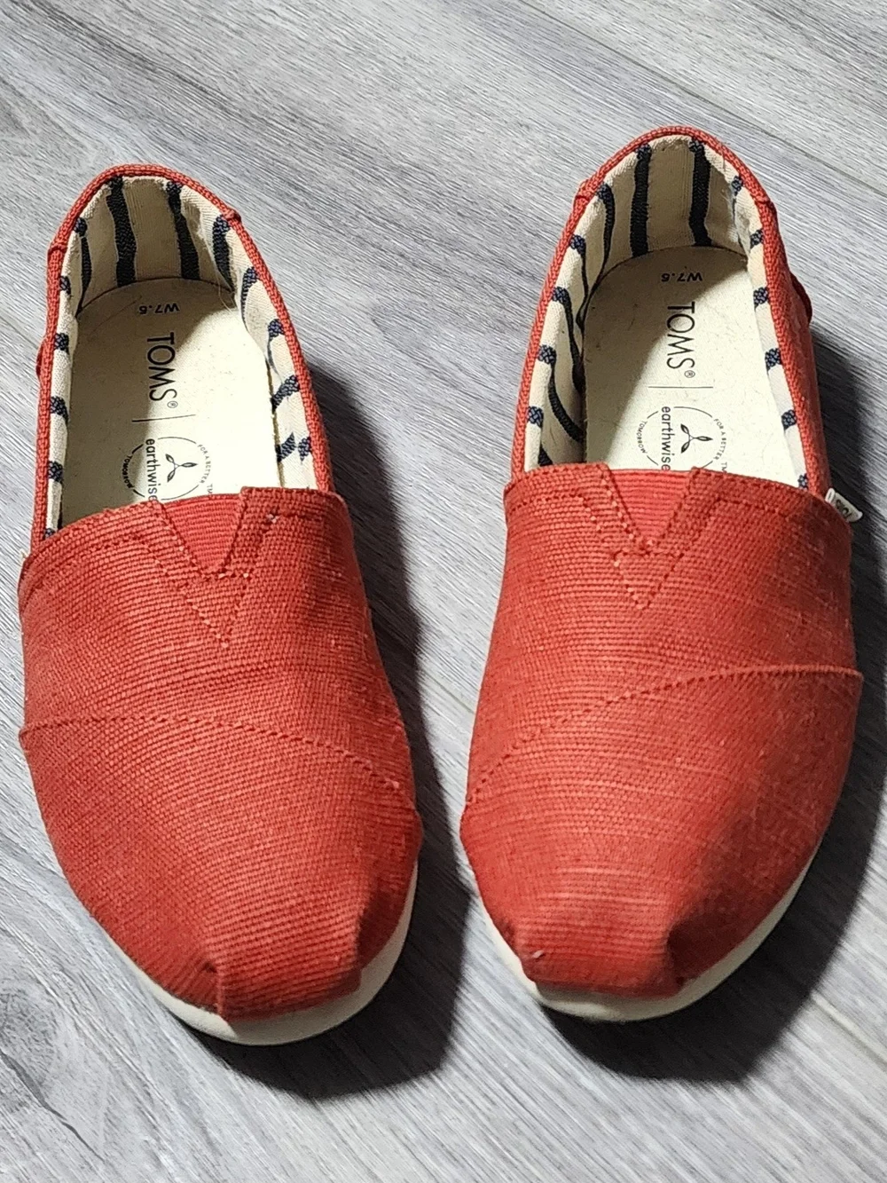 TOMS Alpargata Heritage Orange Canvas Slip On Flats Womens Size 7.5